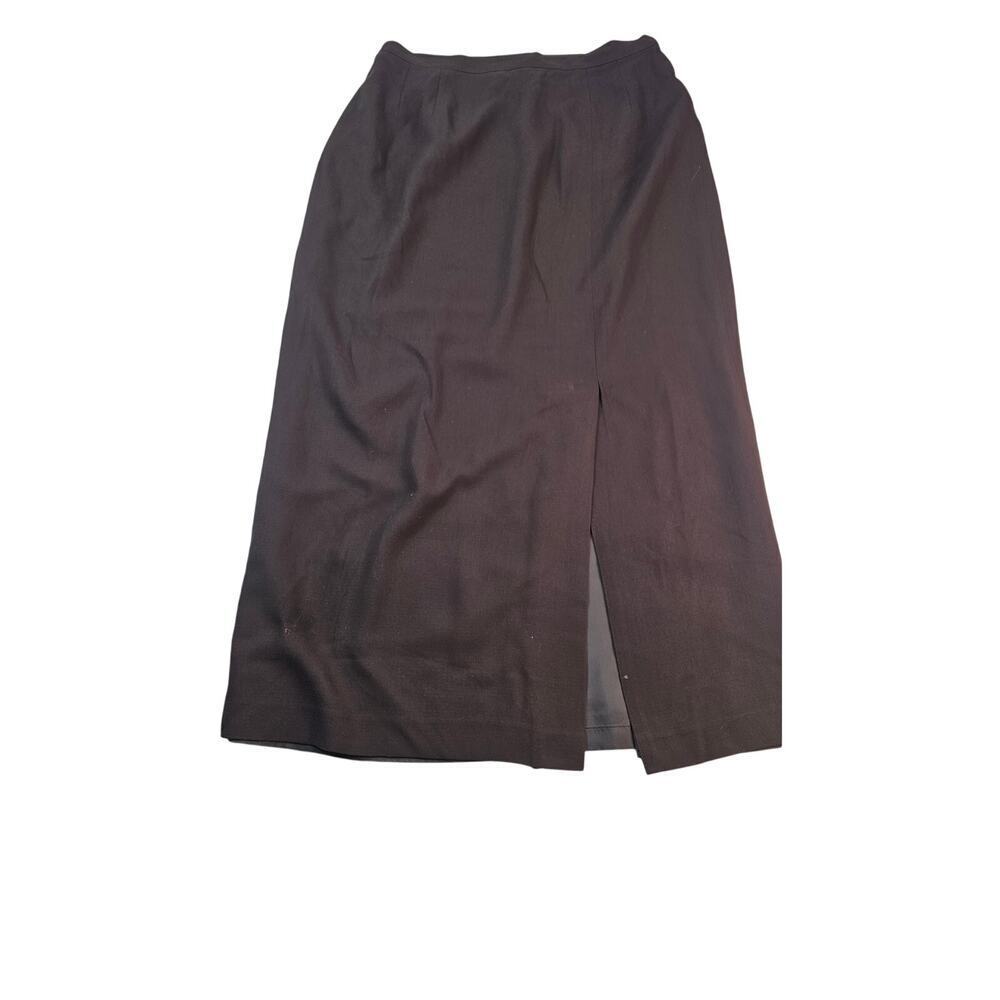 Kasper vintage chocolate brown high waist long Maxi skirt sz 12 lined front slit